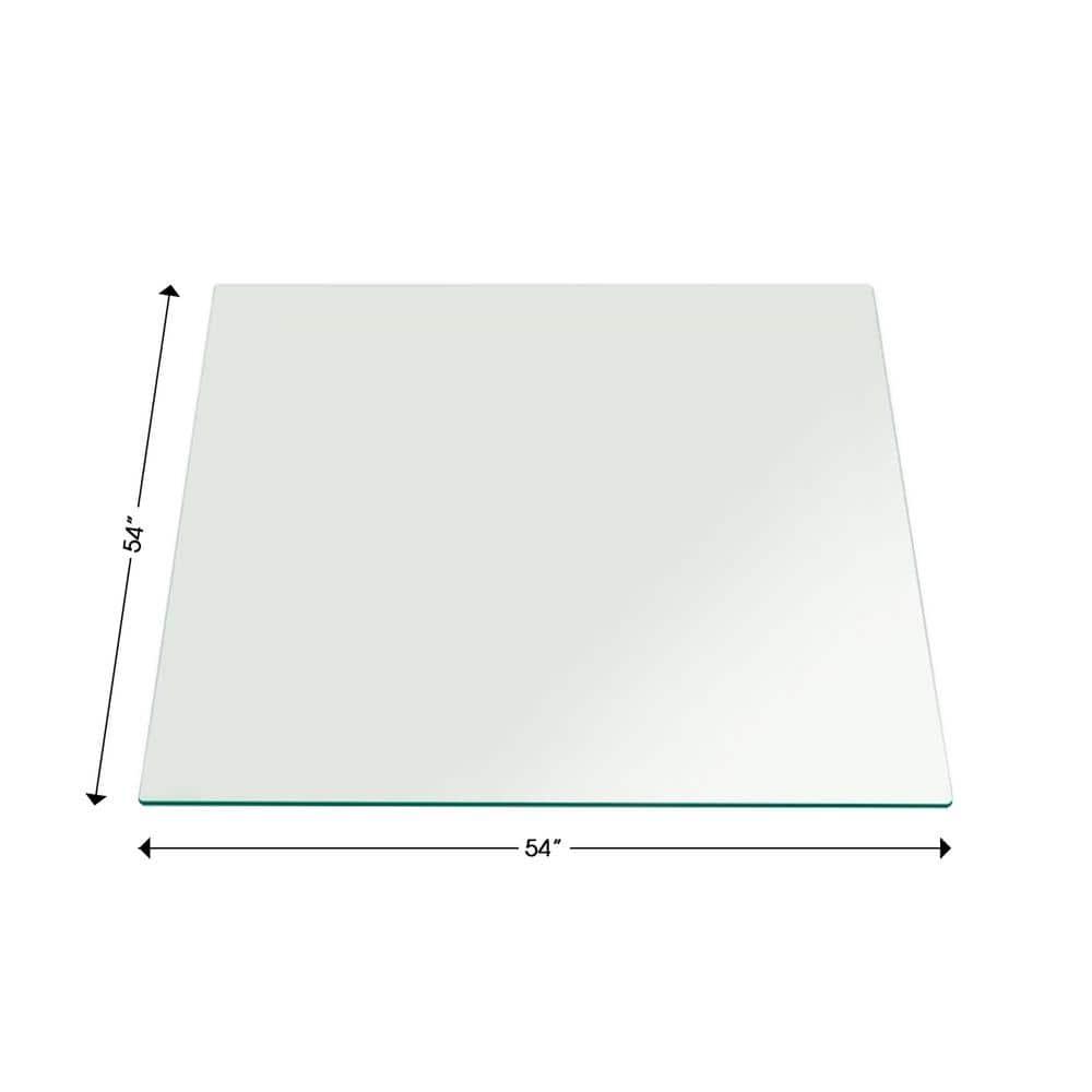 54-Inch Square Glass Table Top 1/4 Inch Thick Clear Tempered Glass with Flat Edge Polished