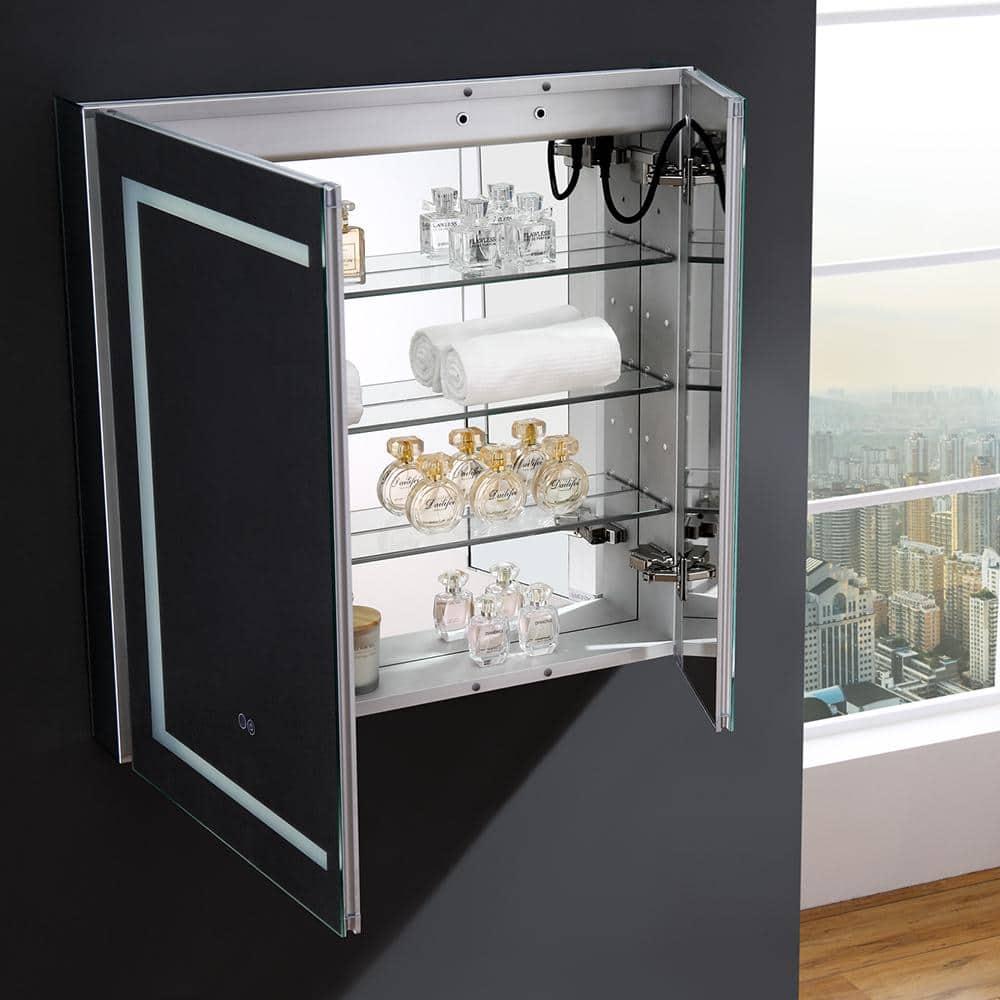 Fresca Spazio 30x30" LED Lighting Aluminum Bathroom Medicine Cabinet in Mirrored