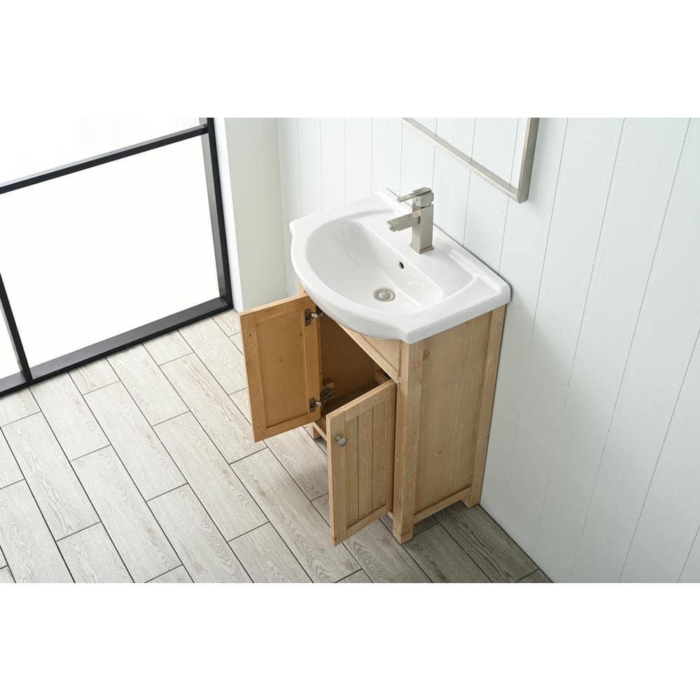 Design Element Marian 24" Single Sink Bath Vanity in Oak with Porcelain Top