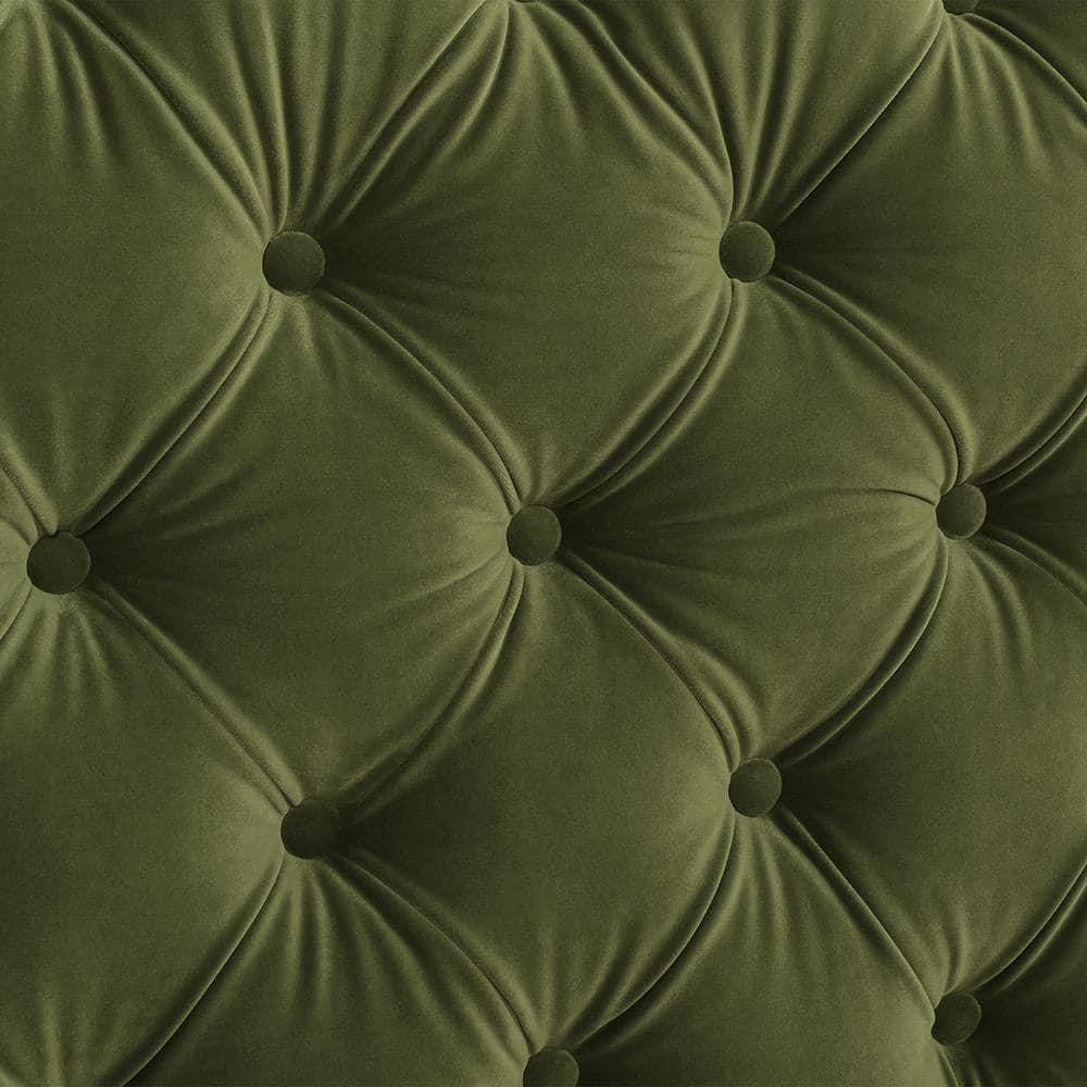 Jennifer Taylor Home Marcella Tufted Wingback Queen Bed Olive Green