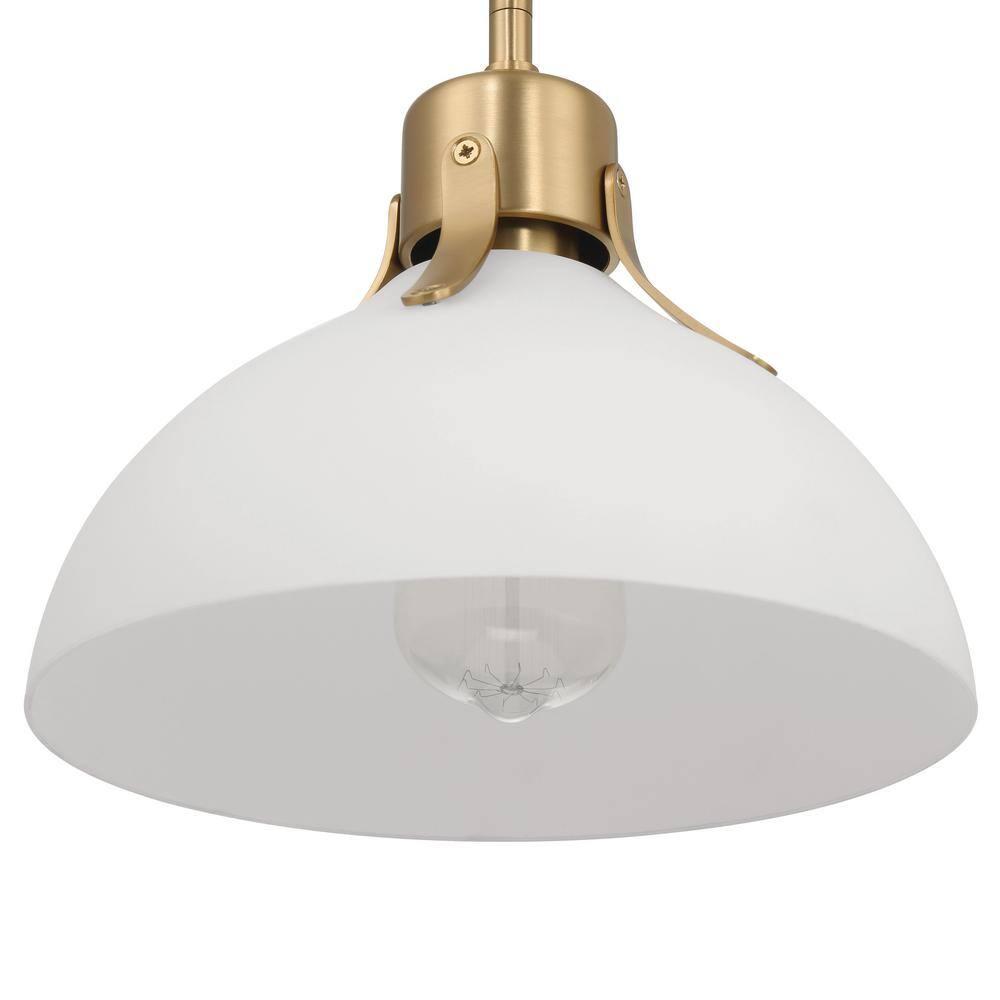 Robert Stevenson Lighting Delano Industrial Metal and Etched Glass Ceiling Light Gold and White: ETL Listed, 1-Way Dome Fixture