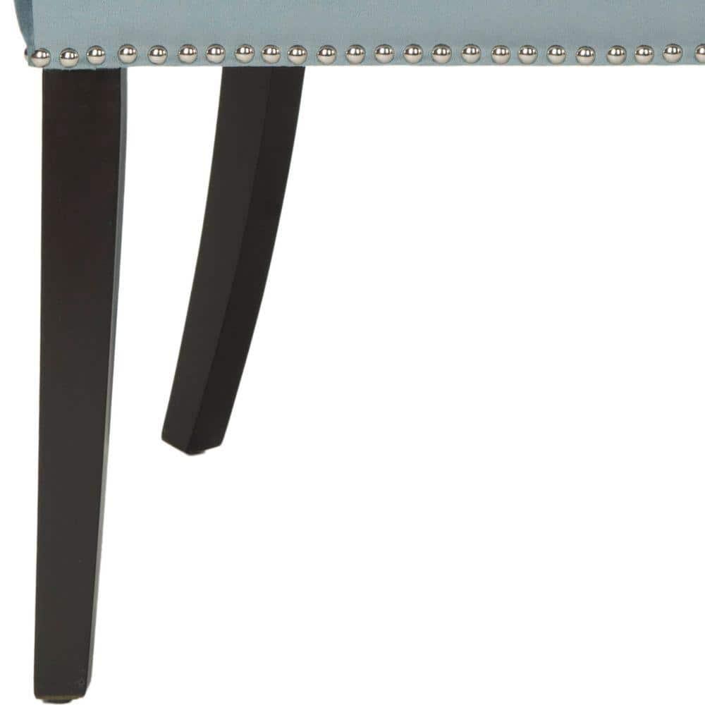 Lester 19"H Dining Chair (Set of 2) with Silver Nail Heads - Blue - Safavieh