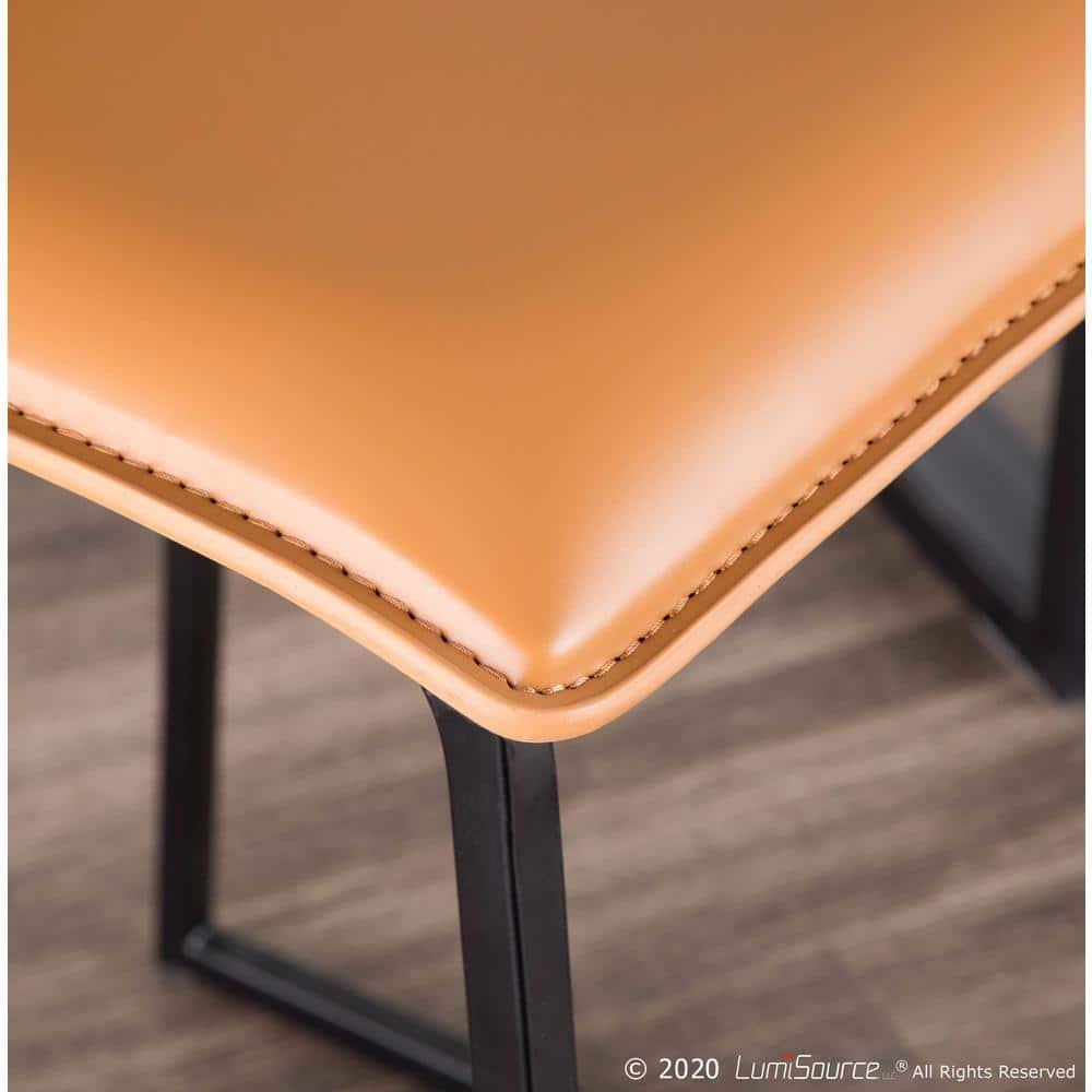 Set of 2 26" Mara Contemporary Counter Height Barstools Black/Camel Brown - LumiSource