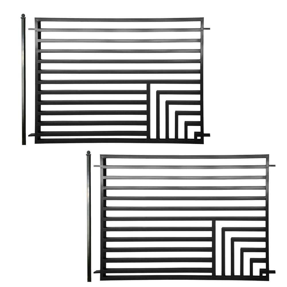 ALEKO Lot of 2 Garden Yard Modern Florence Style Steel Fence 8 x 5 ft Black