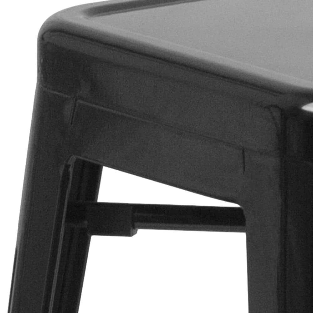 Flash Furniture Commercial Grade 30" High Backless Black Metal Indoor-Outdoor Barstool with Square Seat