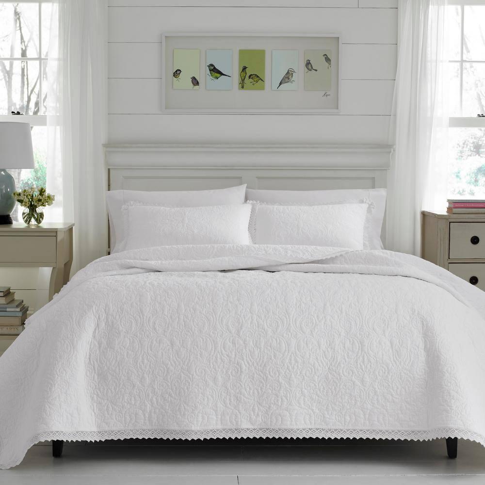 Laura Ashley Laura Ashley Heirloom Crochet Cotton Reversible Quilt Set