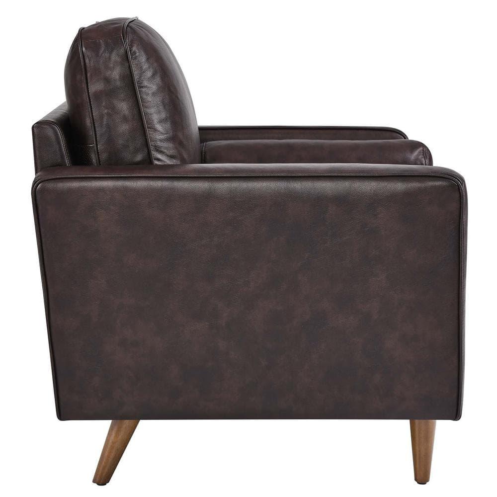 Modway Valour Modern Style Leather and Dense Foam Armchair in Brown Finish