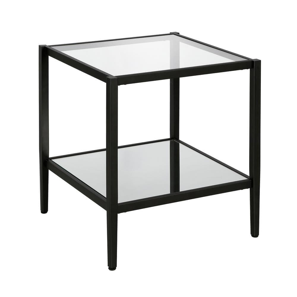 Evelyn&Zoe Hera 20" Wide Square Side Table with Mirror Shelf, Blackened Bronze