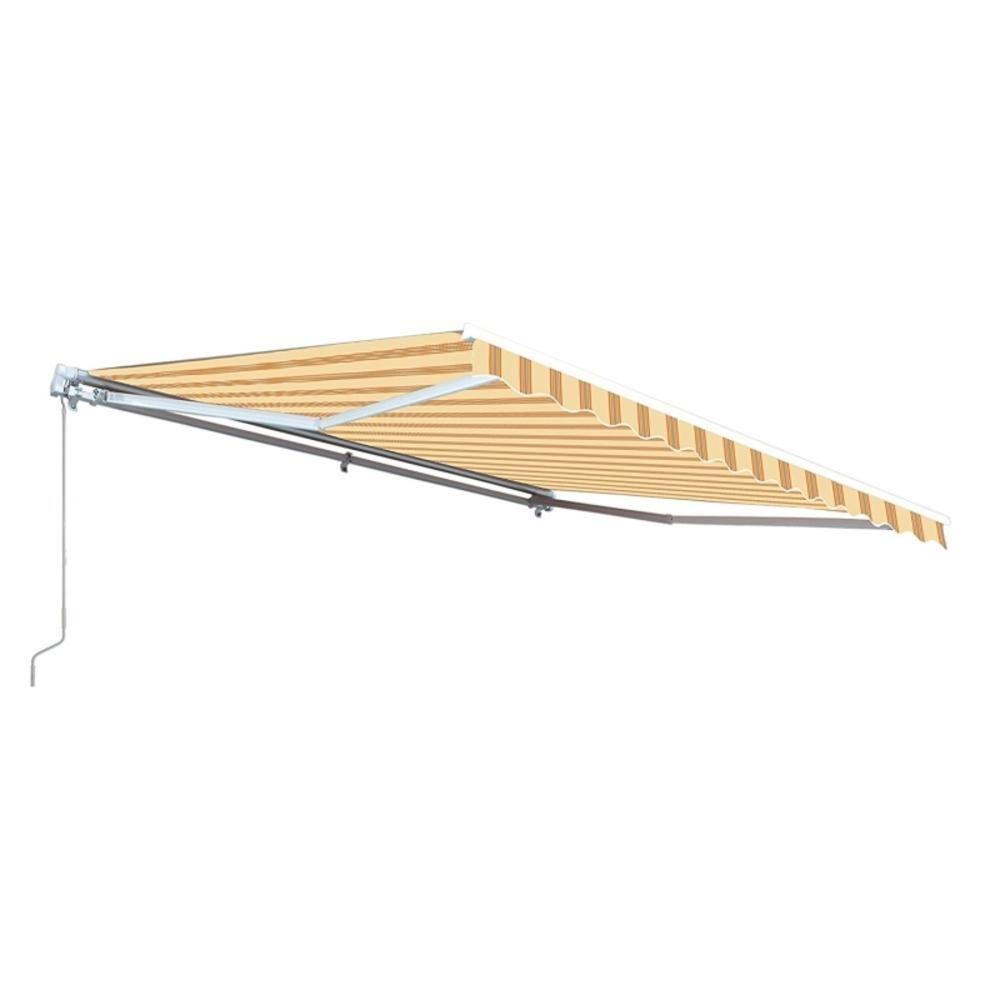 ALEKO 8' x 6.5' Multi Striped Yellow Retractable Patio Awning