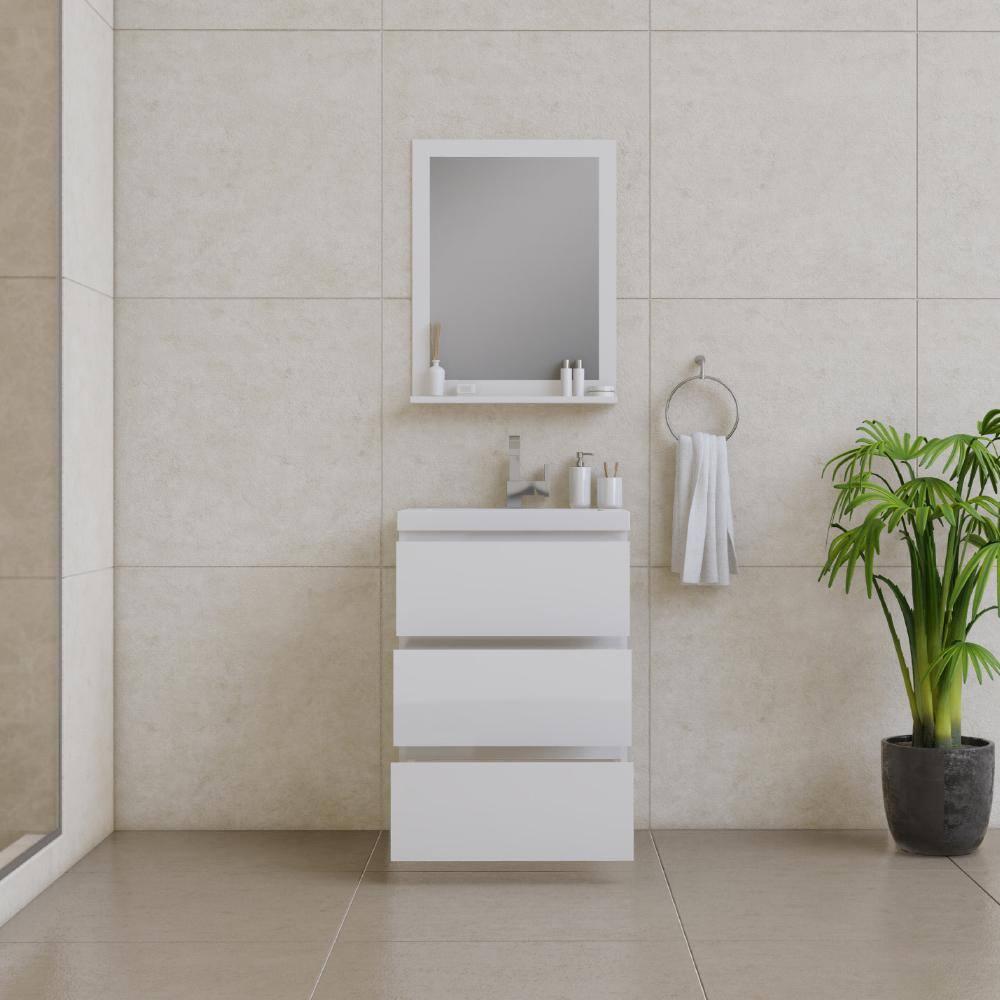 Alya Bath Paterno 24" Modern Wood Freestanding Bathroom Vanity in White