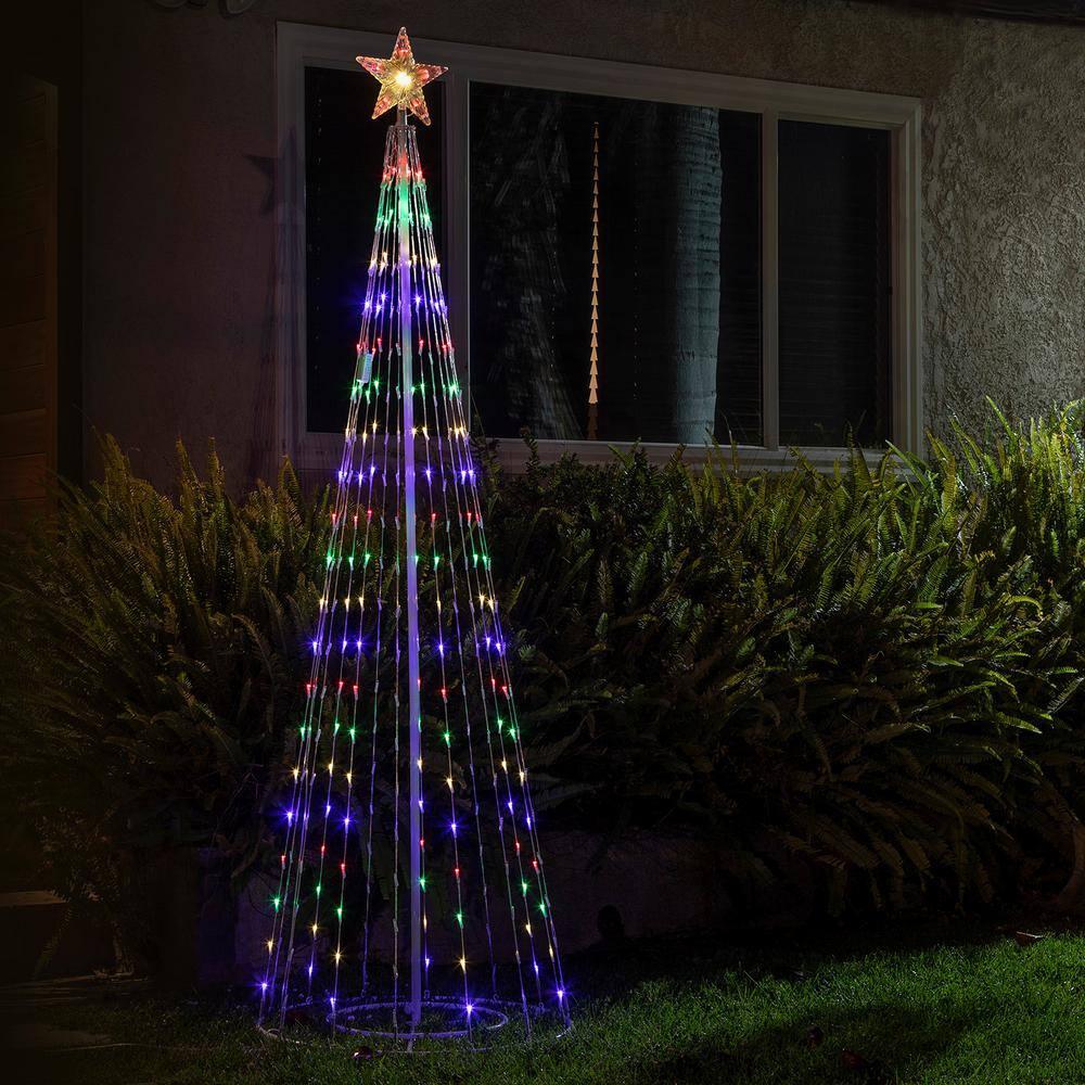 Alpine Corporation 86"H Indoor Artificial Christmas Tree with Multi-Colored Lights and Star Topper , Christmas Decoration