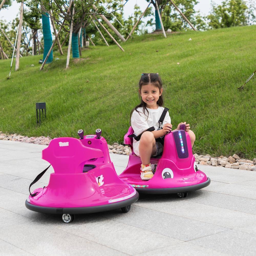 iRerts Ride on Toys for Toddlers, 12V Bumper Car for Kids Ages 2-5 Gifts, Ride on Cars with Remote Control, Bluetooth, MP3 Music, Light Belt, Rose Red