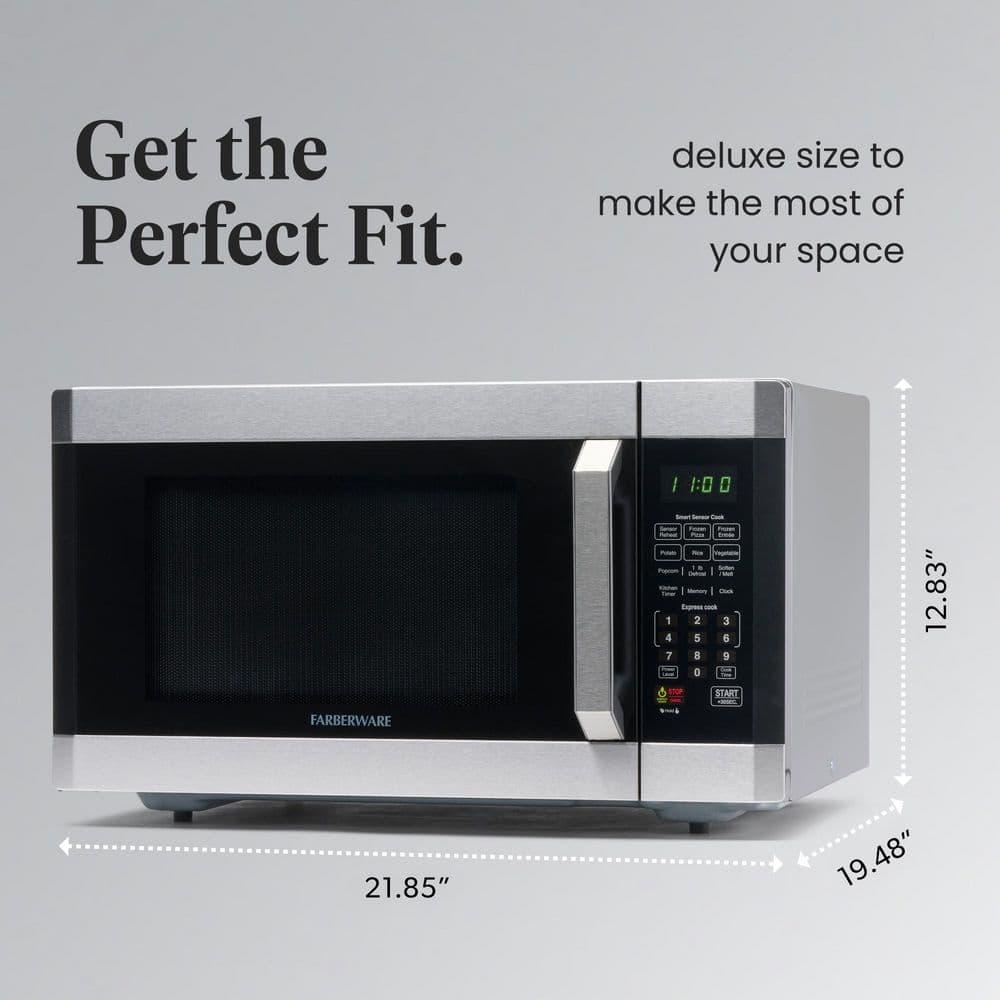 Farberware Professional 1.6 Cu. Ft. 1100-Watt Microwave Oven with Smart Sensor, Stainless Steel with Platinum