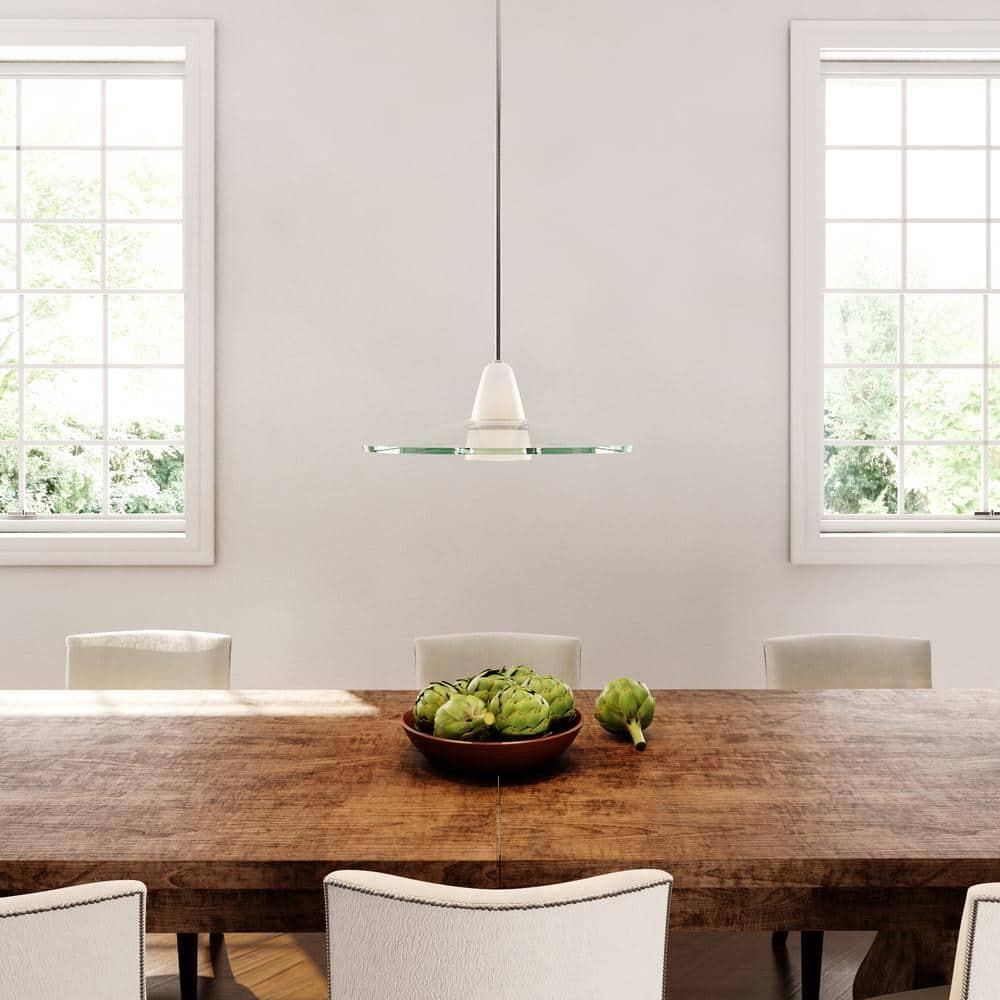 Progress Lighting, Contemporary Stem-Hung Pendant, 1 Light, Brushed Nickel, Clear Glass Shade