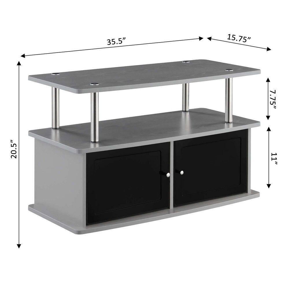 Convenience Concepts Designs2Go TV Stand with 2 Storage Cabinets and Shelf for TVs up to 40", Gray