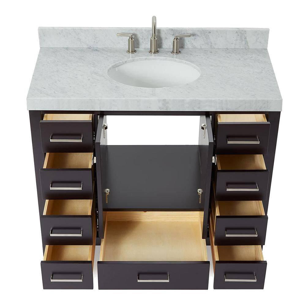 Cambridge 42'' Single Bathroom Vanity with Carrara Marble Top