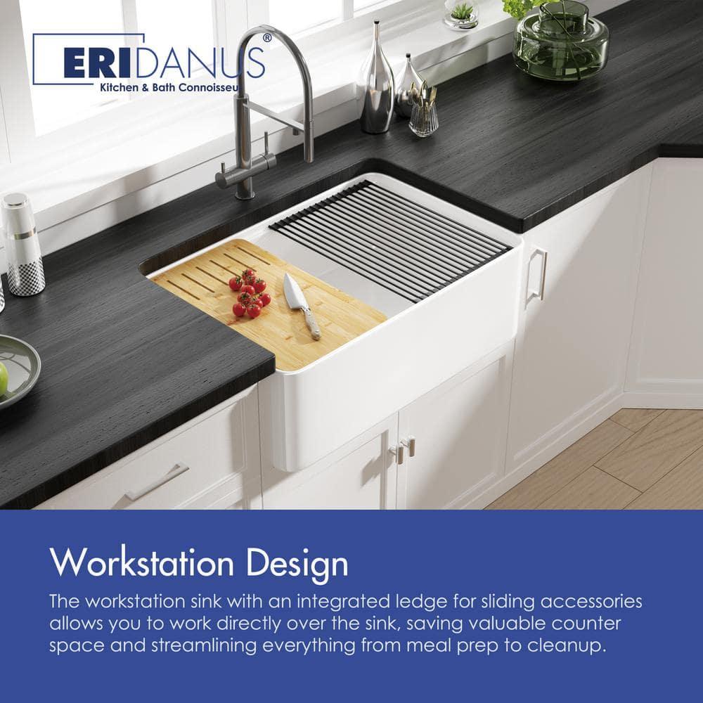Yorkshire 30" L x 20" W Kitchen Sink Workstation With Cutting Board, Dish-drying Rack and Sink Grid