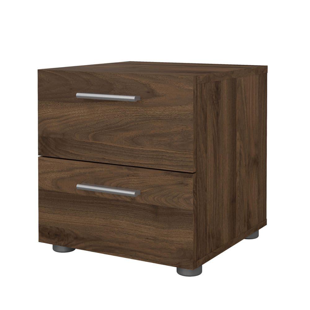 Tvilum Loft 2 Drawer Bedroom Nightstand for Adults, Walnut