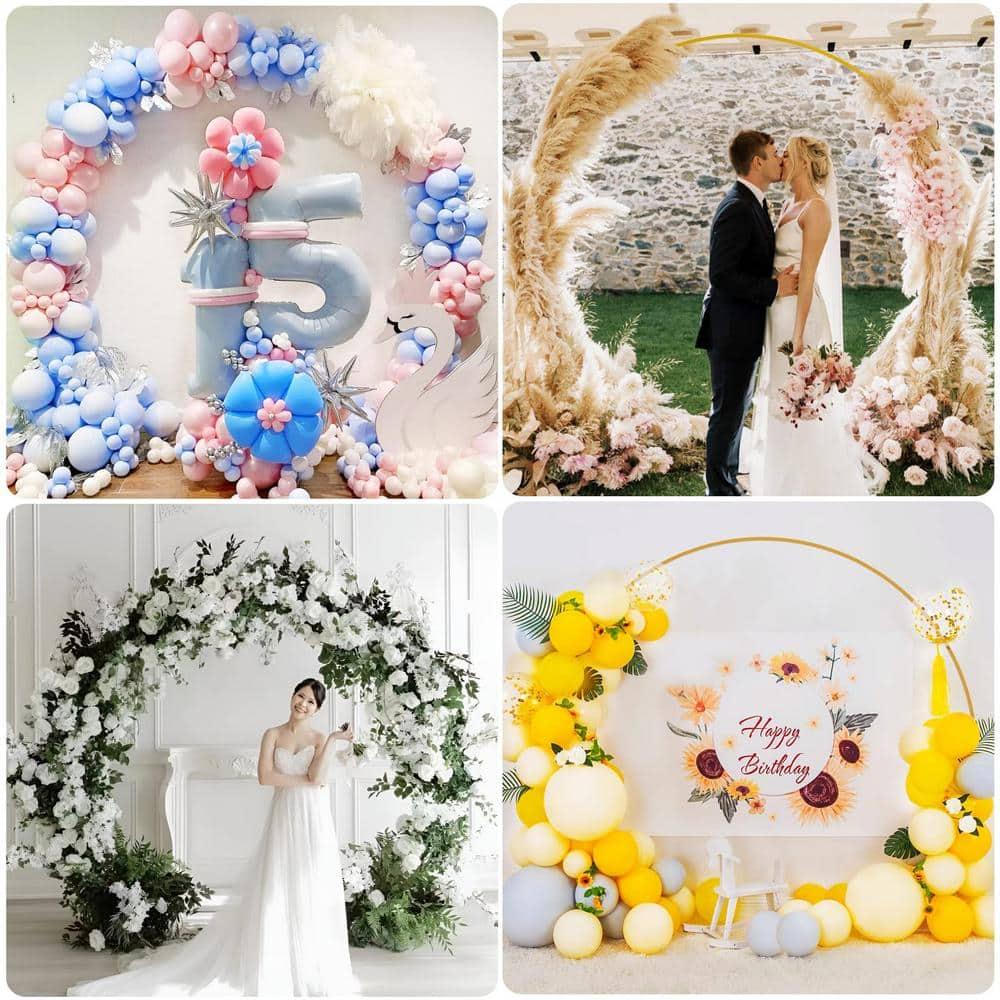 Gold 8FT Metal Circle Wedding Arch with Floral Decor