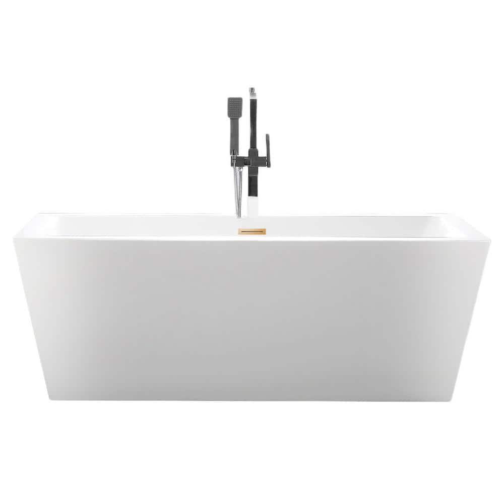 Elena 59" x 30" Freestanding Soaking Acrylic Bathtub
