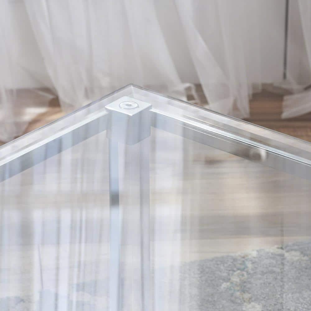 Noble House Liat Modern Tempered Glass Rectangular Coffee Table with Acrylic and Iron Accents