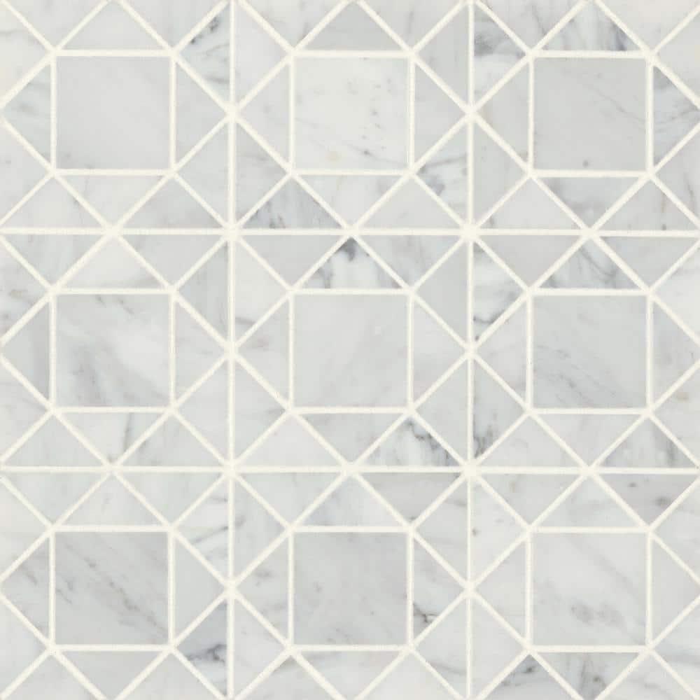 Bedrosians Monet Honed 11.75'' x 11.75'' Straight Edge Marble Mosaic Sheet Tile