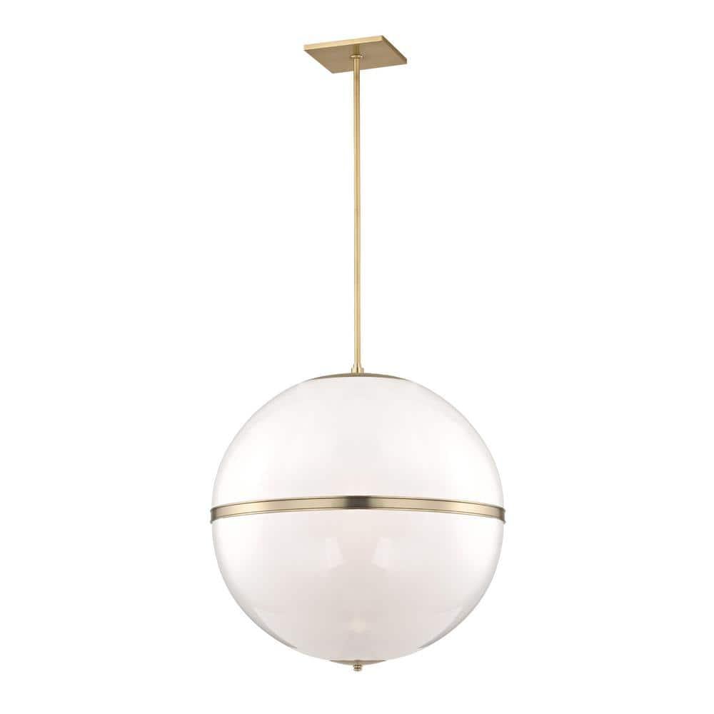 Aurora Aged Brass 4-Light Chandelier with Crystal Glass Shade