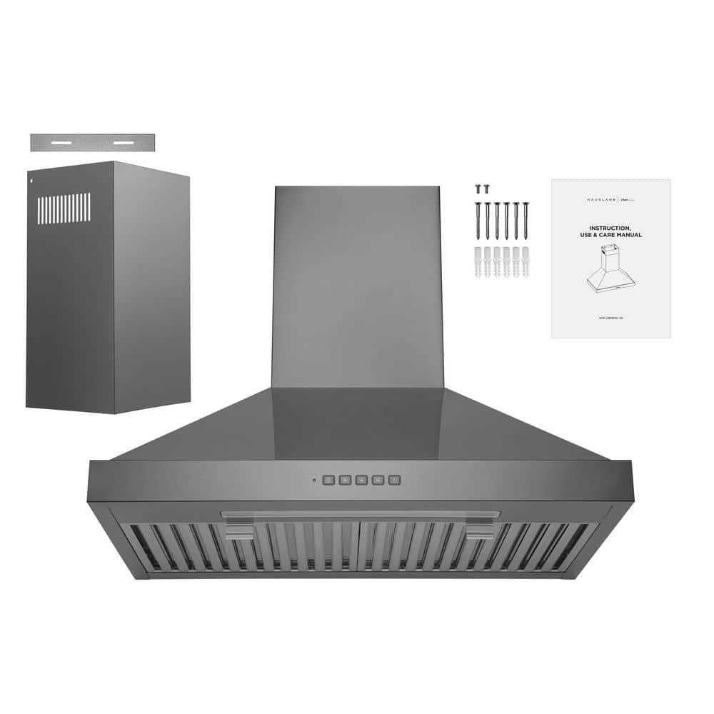 Hauslane 30" Stainless Steel Convertible Wall Range Hood with Baffle Filter