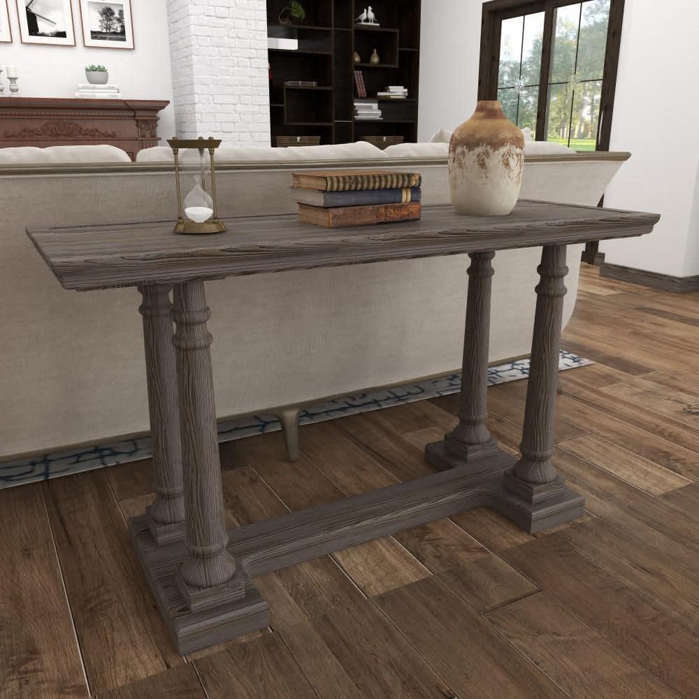 Wood Console Table Light Brown - Olivia & May: Rustic Fixed Shelf, Indoor Use