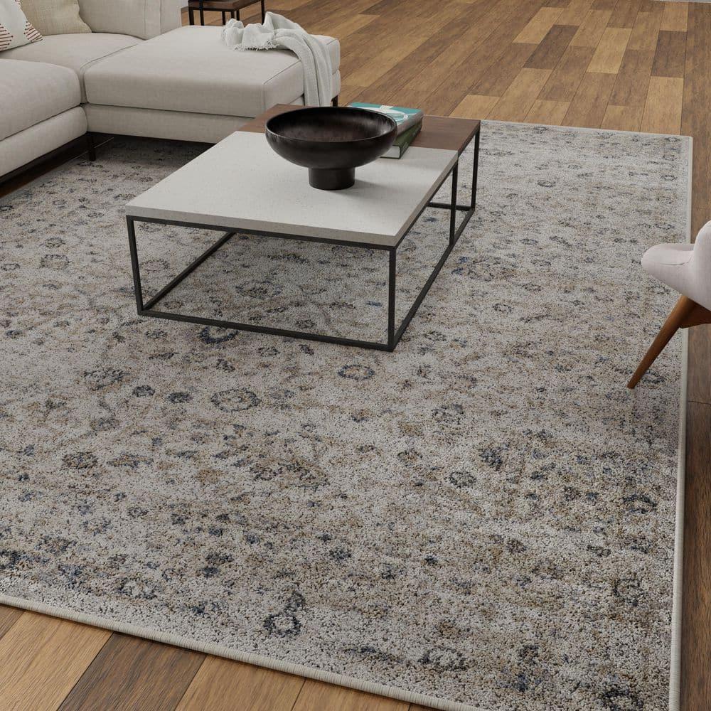 Kehleigh Oviel Cream 9 ft. 10 in. x 12 ft. 10 in. Oriental Polypropylene Indoor Area Rug