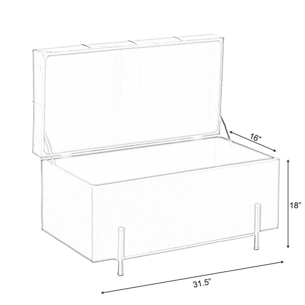 Fabulaxe Large Rectangle Velvet Storage Ottoman with Golden Legs | Sitting Bench for Living Room Home Decor with Cylindrical Golden Support (Gray)