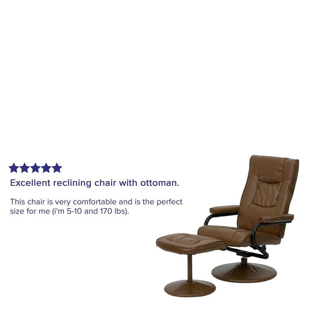 Flash Furniture Rachel Contemporary Multi-Position Recliner and Ottoman with Wrapped Base in Palimino LeatherSoft