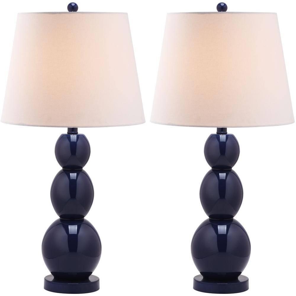 Jayne 3 Sphere Table Lamp (Set of 2) - Navy - Safavieh.
