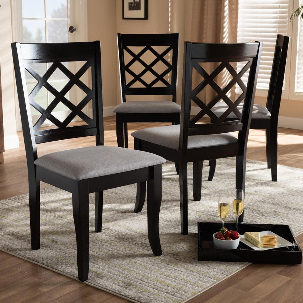 Baxton Studio Verner Silla de Comedor de Madera en Gris y Espresso - Juego de 4
