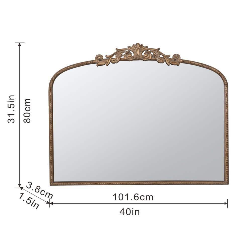 A&B Home Gold Arch Mirror with Metal Frame, 40"x31" Wall Decor