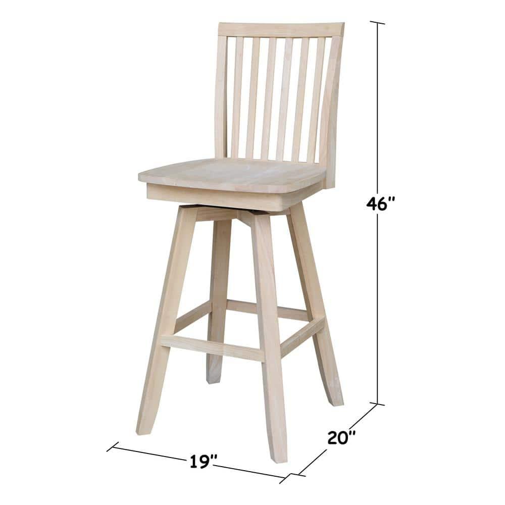 International Concepts Mission Bar Stool, 30", Ready to Finish