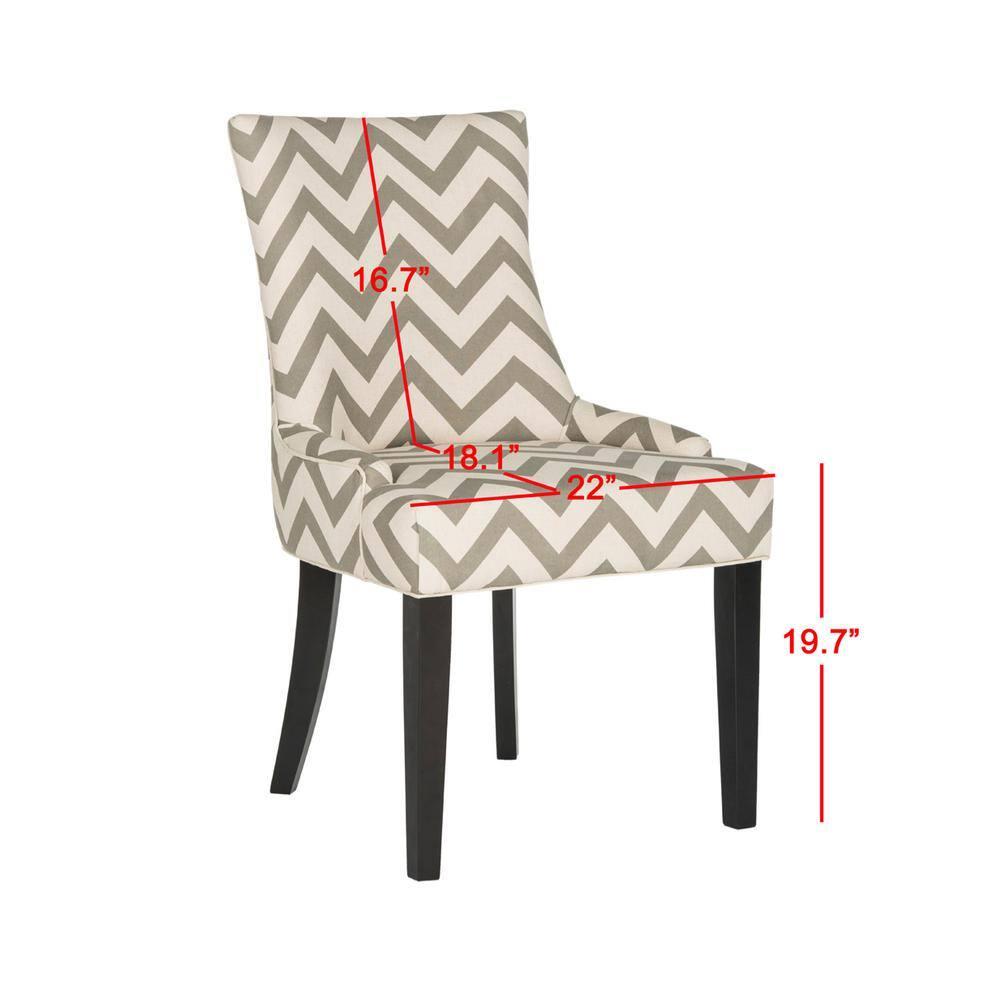 SAFAVIEH Lester 19" H Contemporary Glam Dining Chair, Grey/White/Espresso, Set of 2