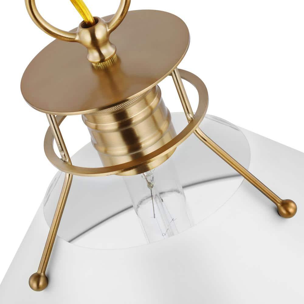 Outpost Large Matte White & Burnished Brass Cone Pendant Light