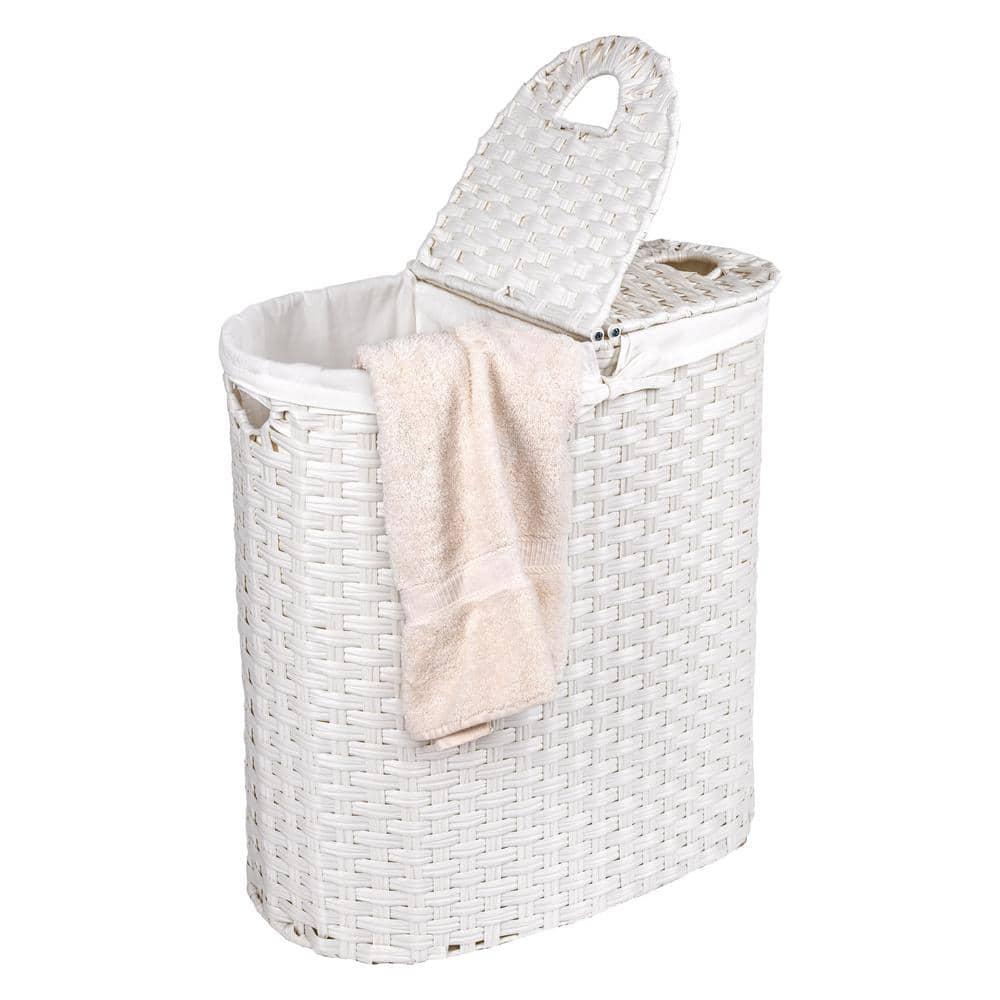 Handwoven Double Lidded Oval Hamper Sorter