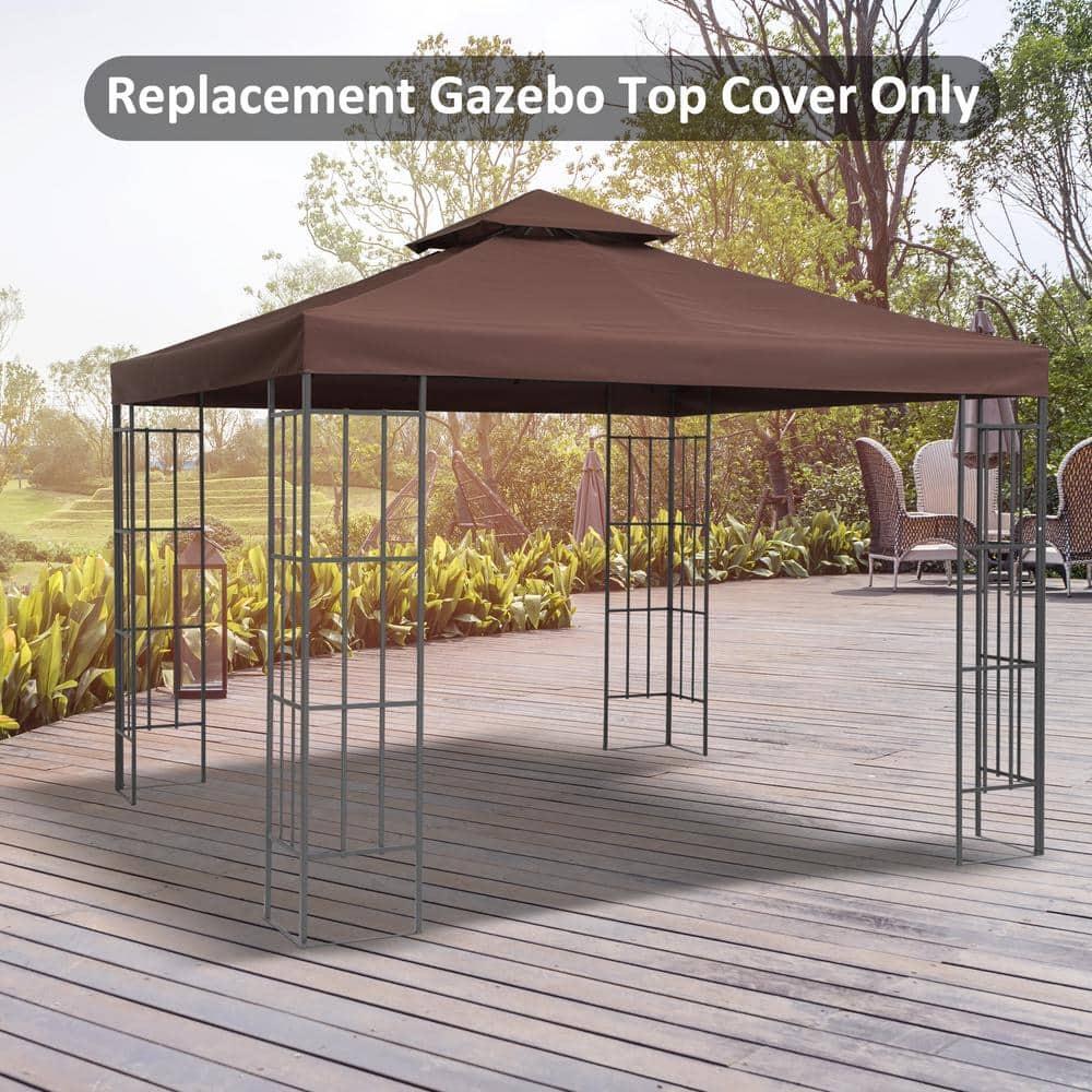 Outsunny Gazebo Replacement Canopy for Model 01 -0153, 2-Tier Top Cover for 9.84' x 9.84' Outdoor Gazebo, Coffee (TOP ONLY)
