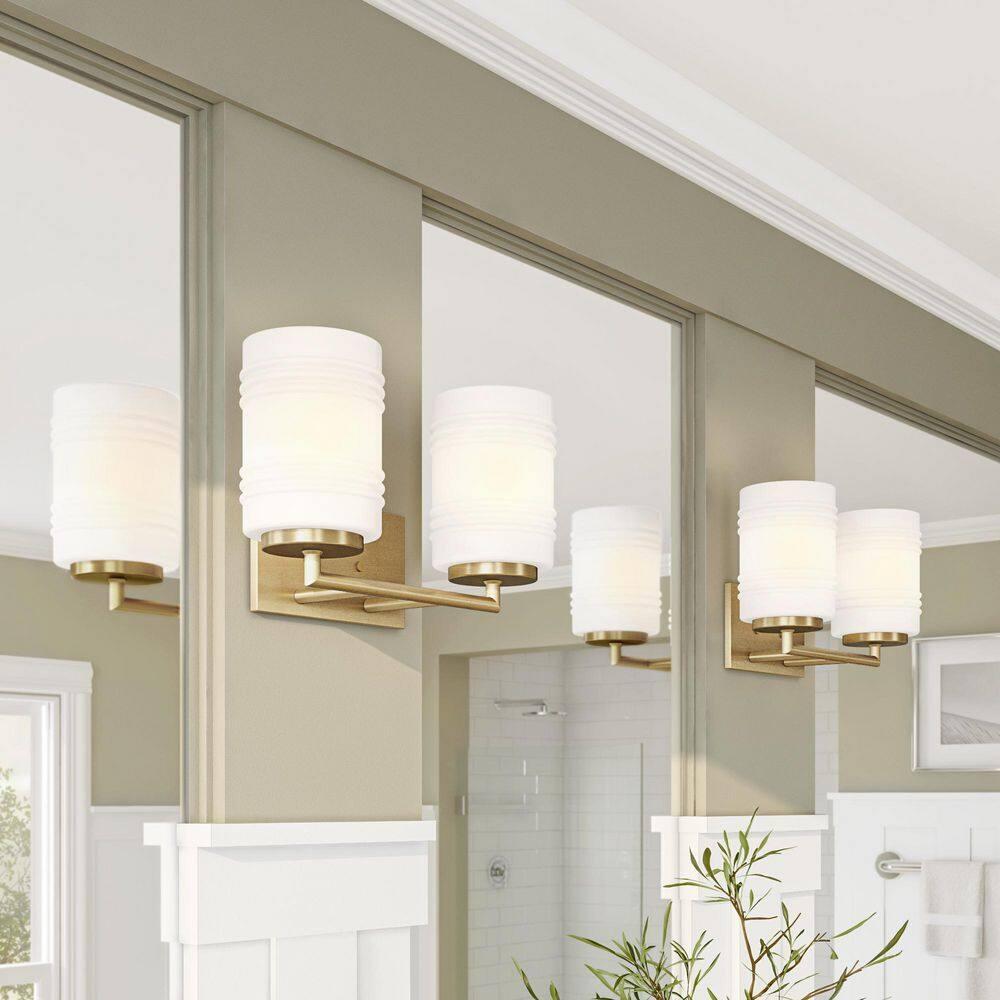 Designers Fountain Leavenworth 2 Light Brushed Gold Bathroom Vanity Light Fixture, D257M-2B-BG