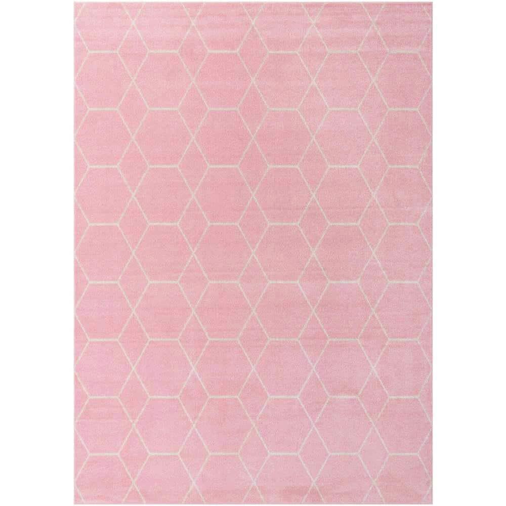 Unique Loom 8' 0 x 11' 0 Trellis Frieze Geometric Light Pink Area Rug