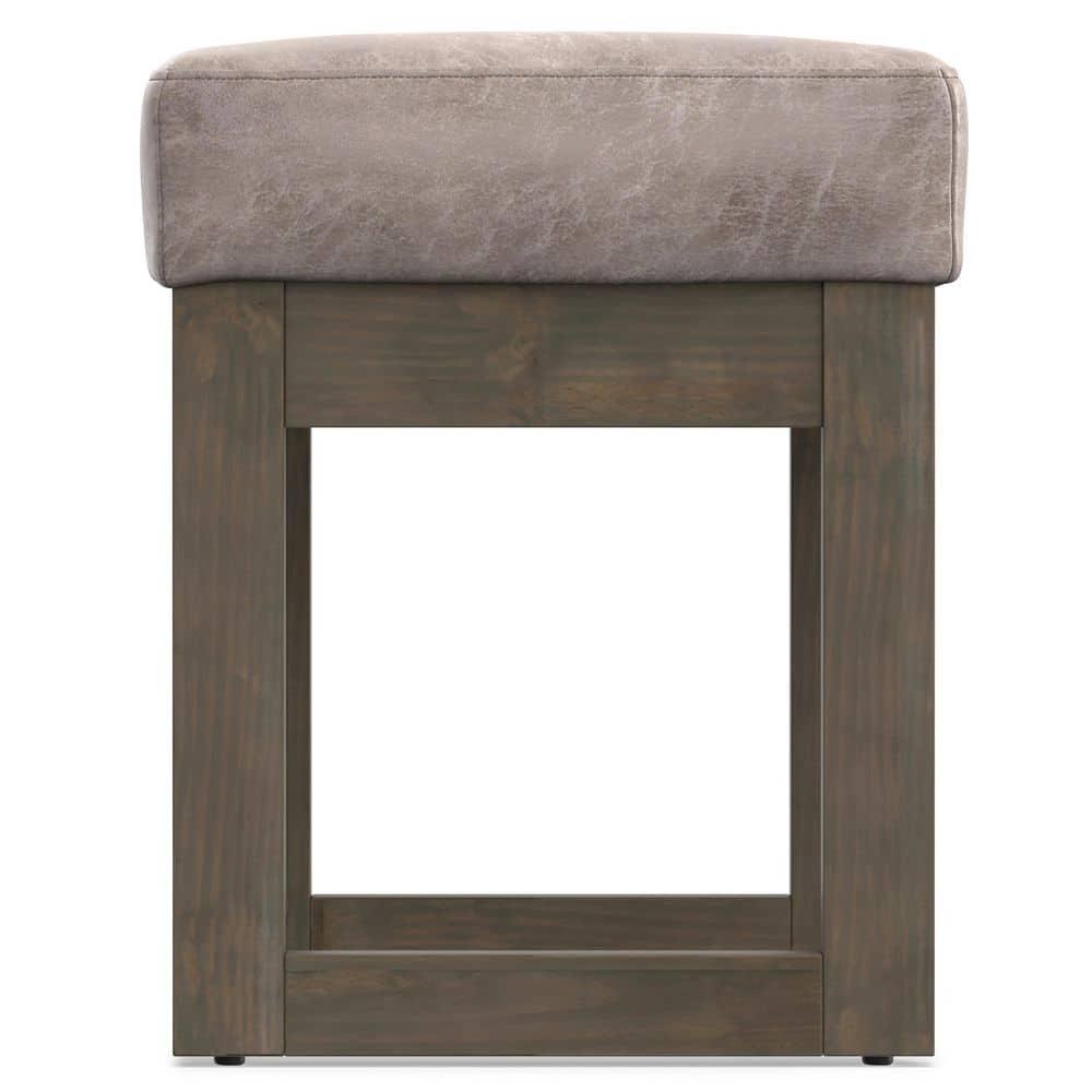 Simpli Home Milltown Ottoman Bench with Upholstered Seat and Solid Wood Frame