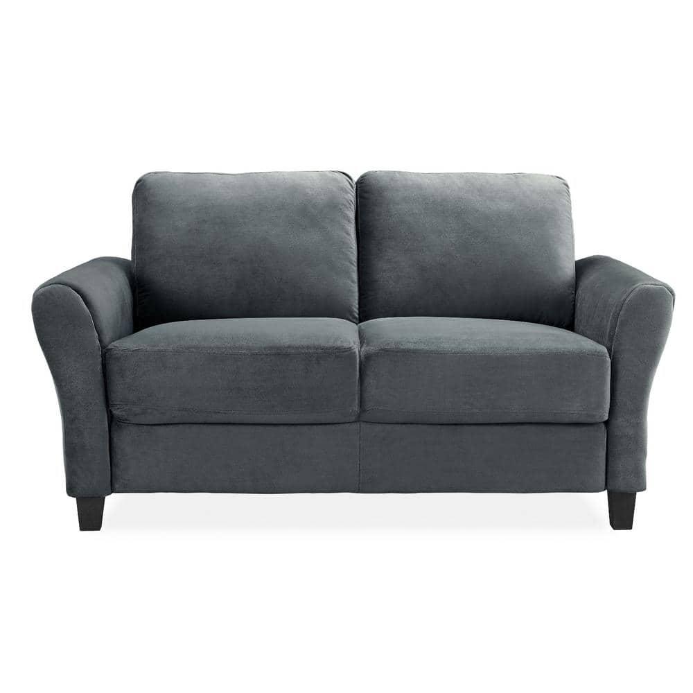 Lifestyle Solutions Alexa Loveseat with Rolled Arms, Gray Fabric