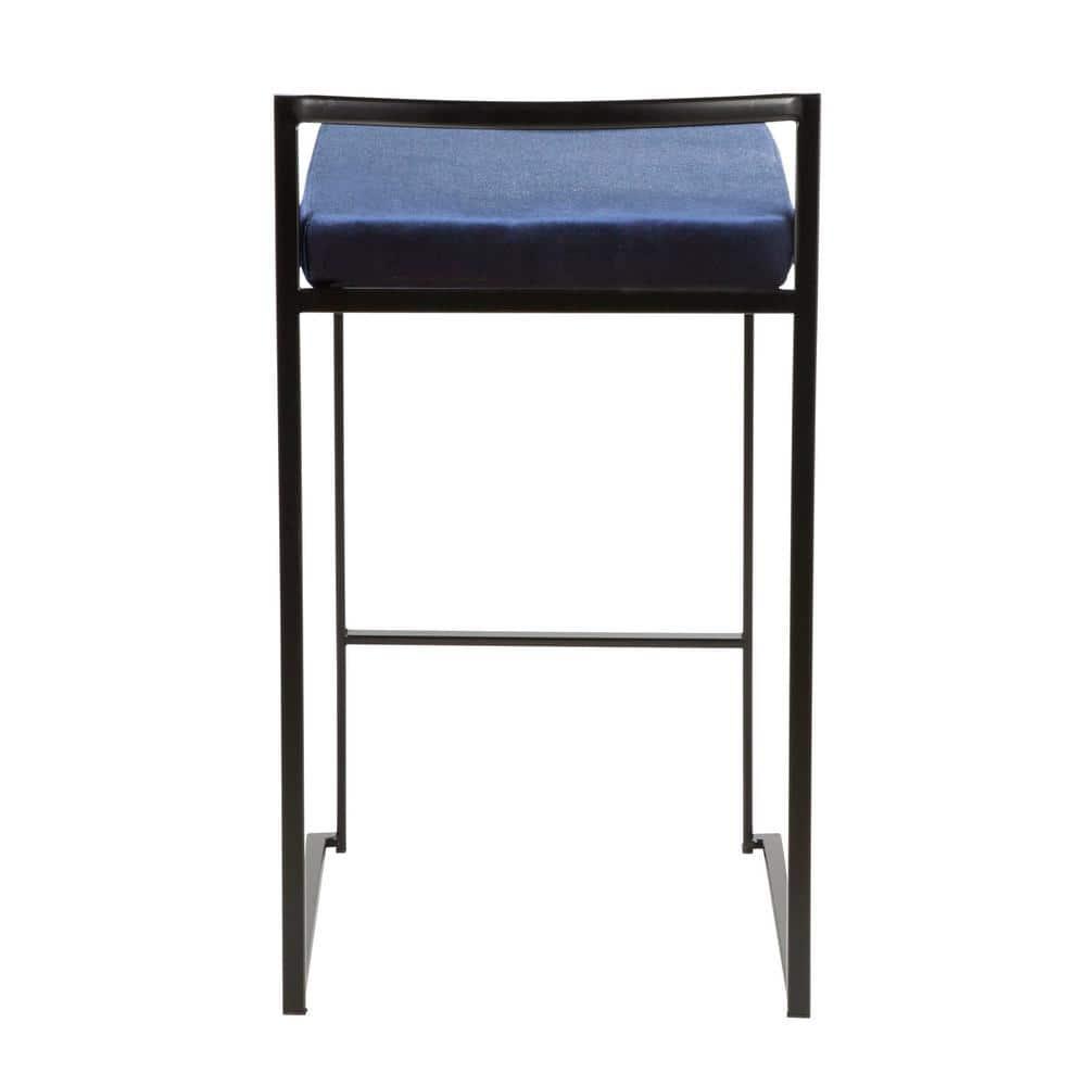 LumiSource Black, Blue Fuji Stacker Counter Stool - Set of 2