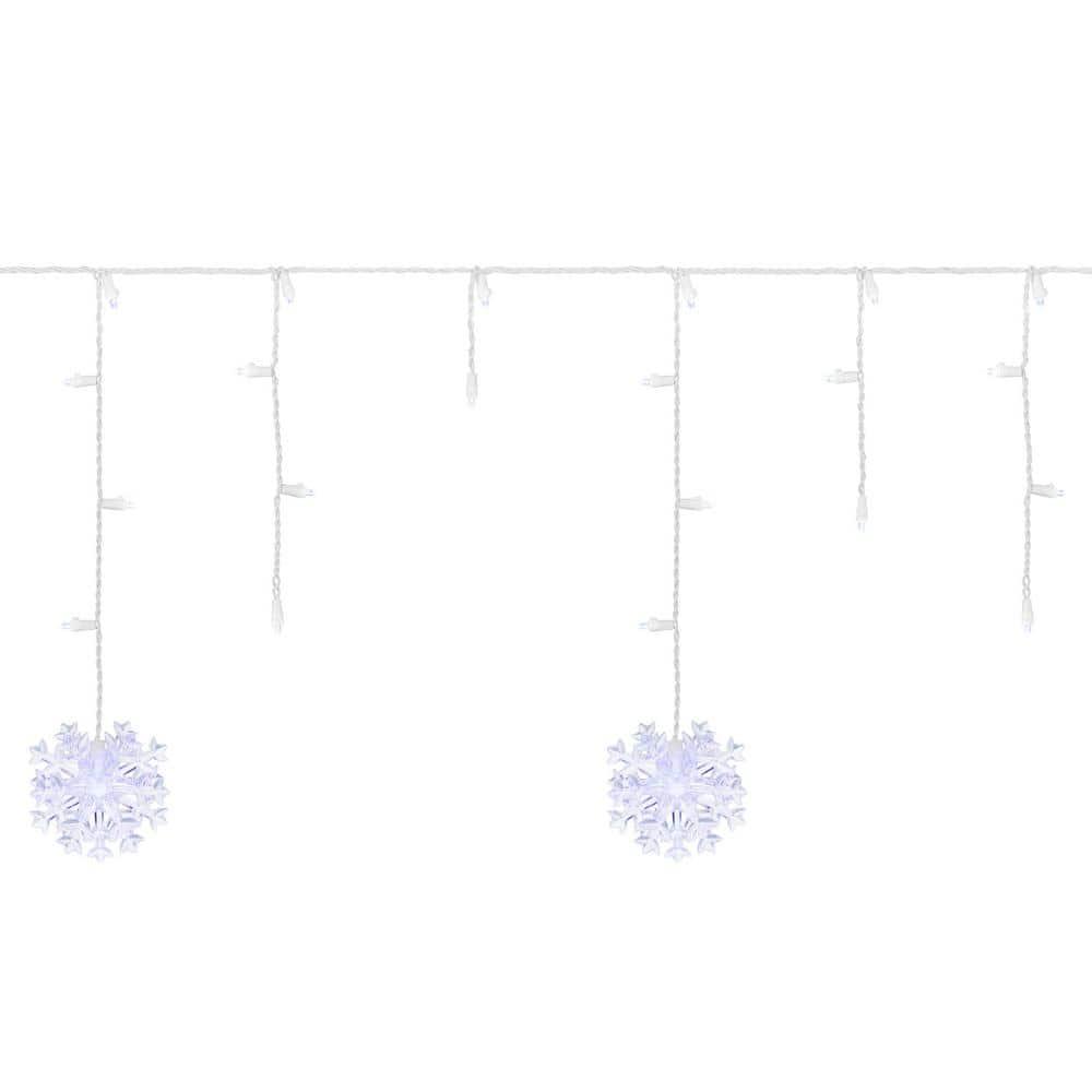 Home Accents Holiday 70-Light LED White Dome with Snowflakes Icicle Light Set