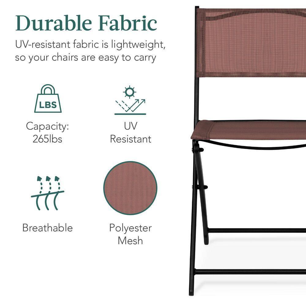 George Oliver 3-Piece Patio Bistro Dining Furniture Set W/ Glass Tabletop, Folding Chairs