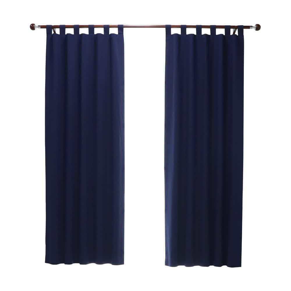 Thermalogic Weathermate Room Darkening UV Protection Tab Top Curtain Panel Pair for Windows Each 80" x 84" Navy