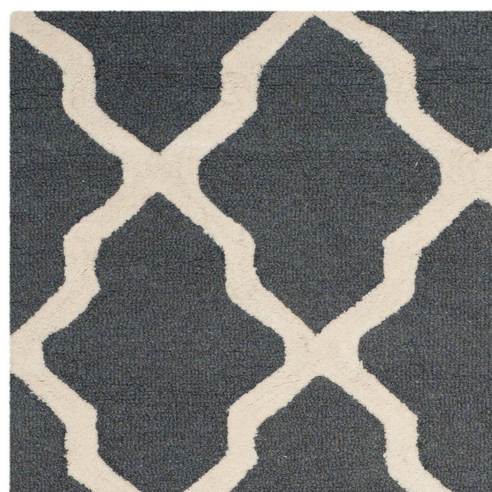 SAFAVIEH Cambridge Liam Geometric Wool Area Rug, Dark Grey/Ivory, 5' x 8'