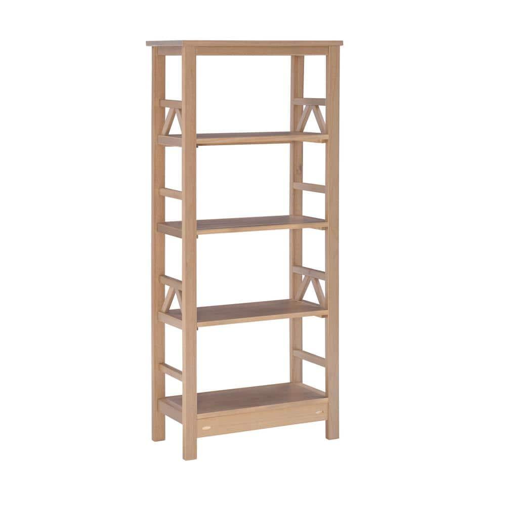 54.45" Original PT - Titian Transitional Solid Wood Display and Storage Bookshelf Driftwood - Linon